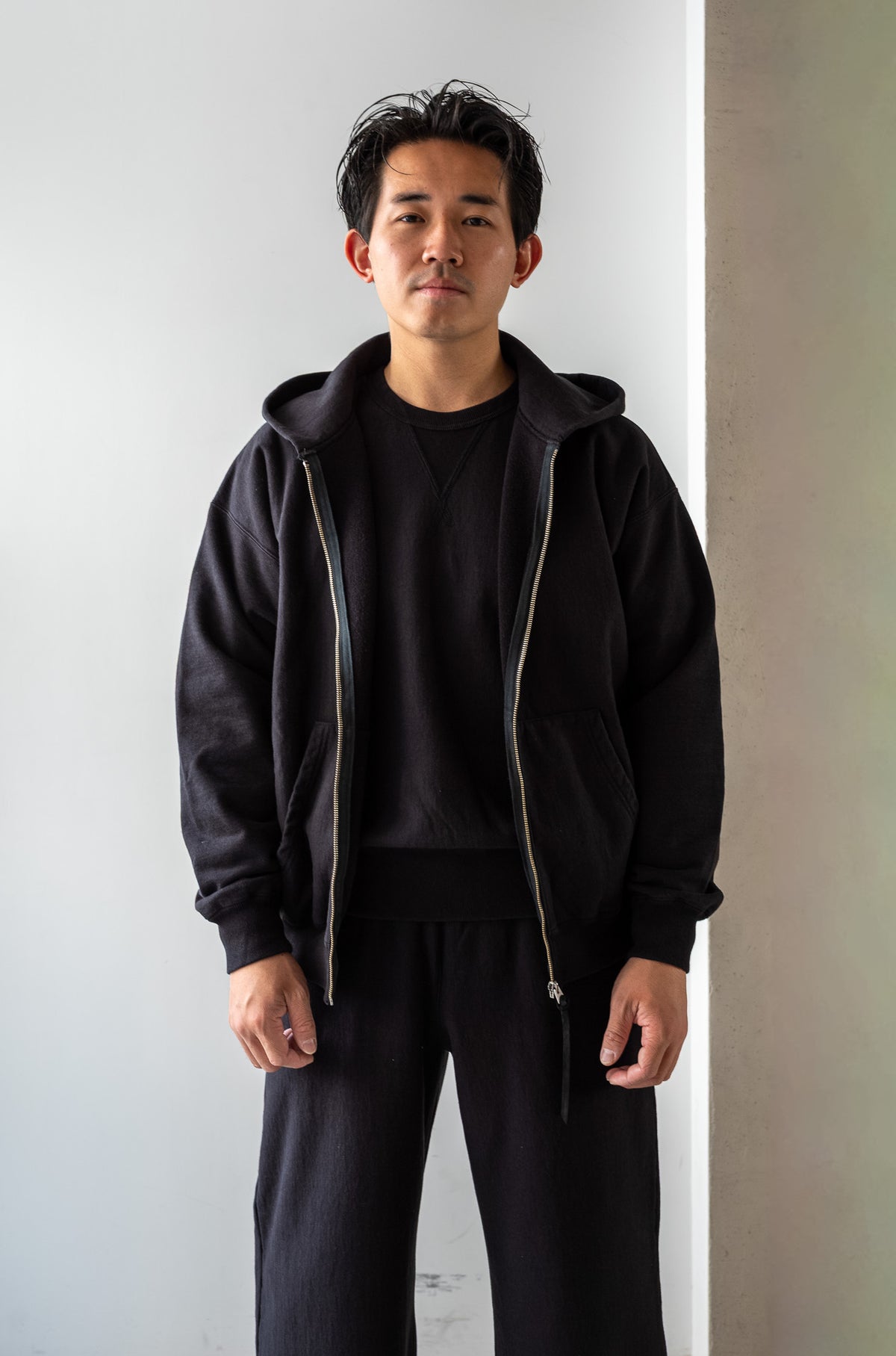 Essential Zip Sweat Parka 〈FADED BLACK〉