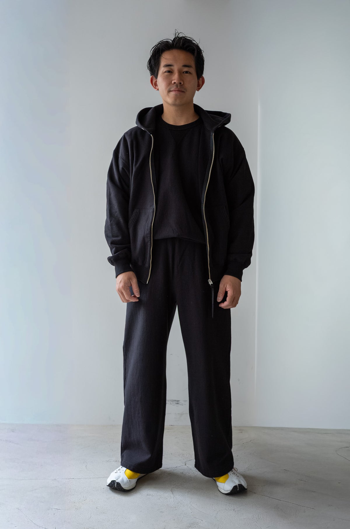 Essential Zip Sweat Parka 〈FADED BLACK〉
