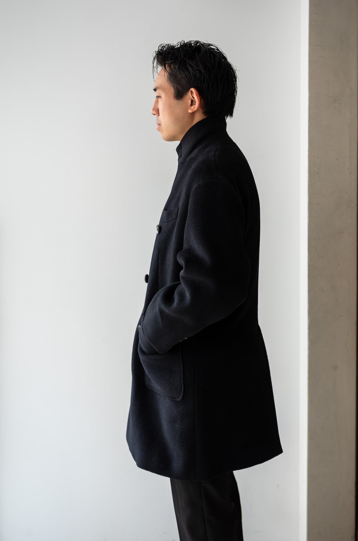 Pile Double Half Coat 〈BLACK〉