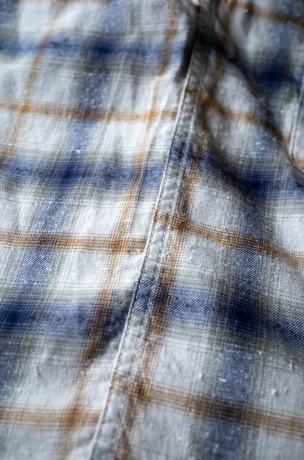 Brushed Nep Check Open Collar Shirt 〈MILK BASE〉