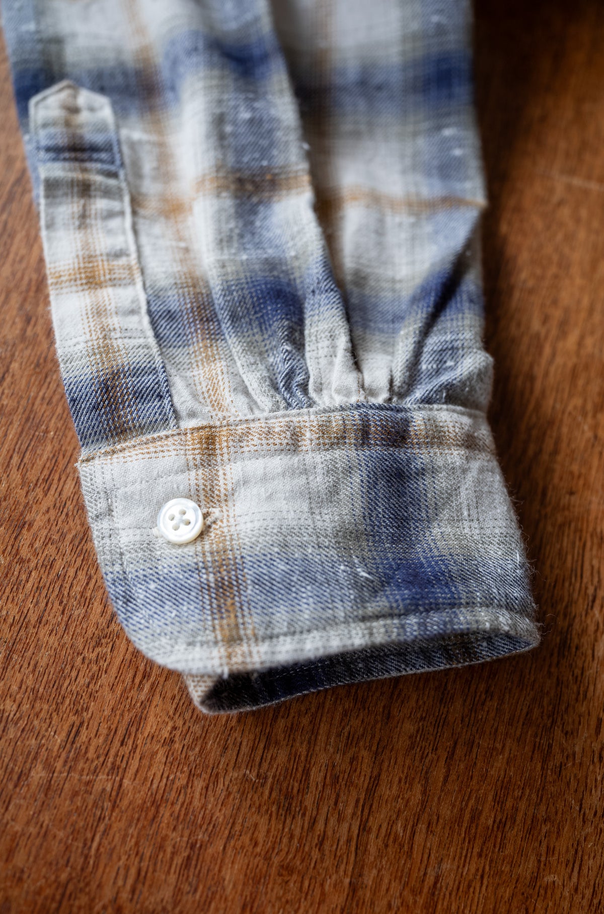 Brushed Nep Check Open Collar Shirt 〈MILK BASE〉