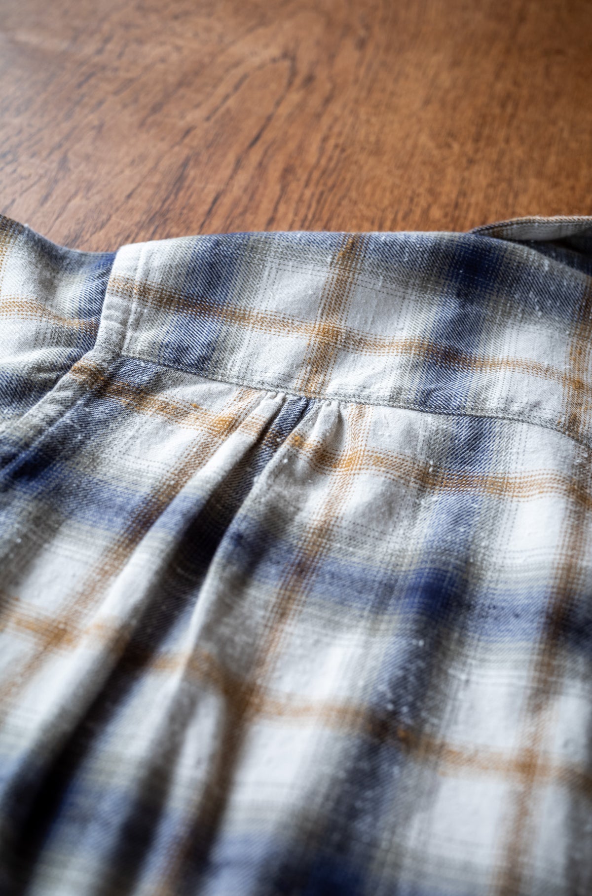 Brushed Nep Check Open Collar Shirt 〈MILK BASE〉