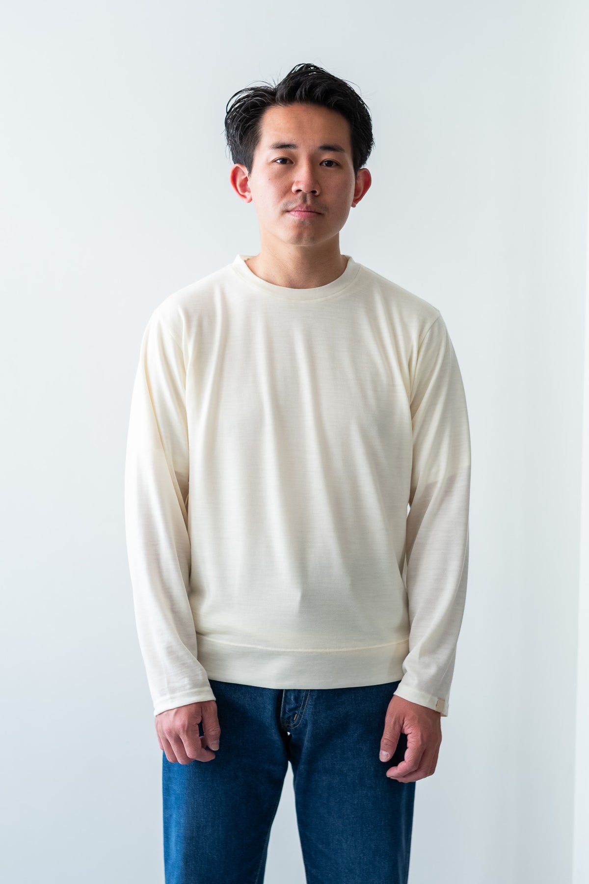 Washable Wool L/S Shirt 〈MILK〉