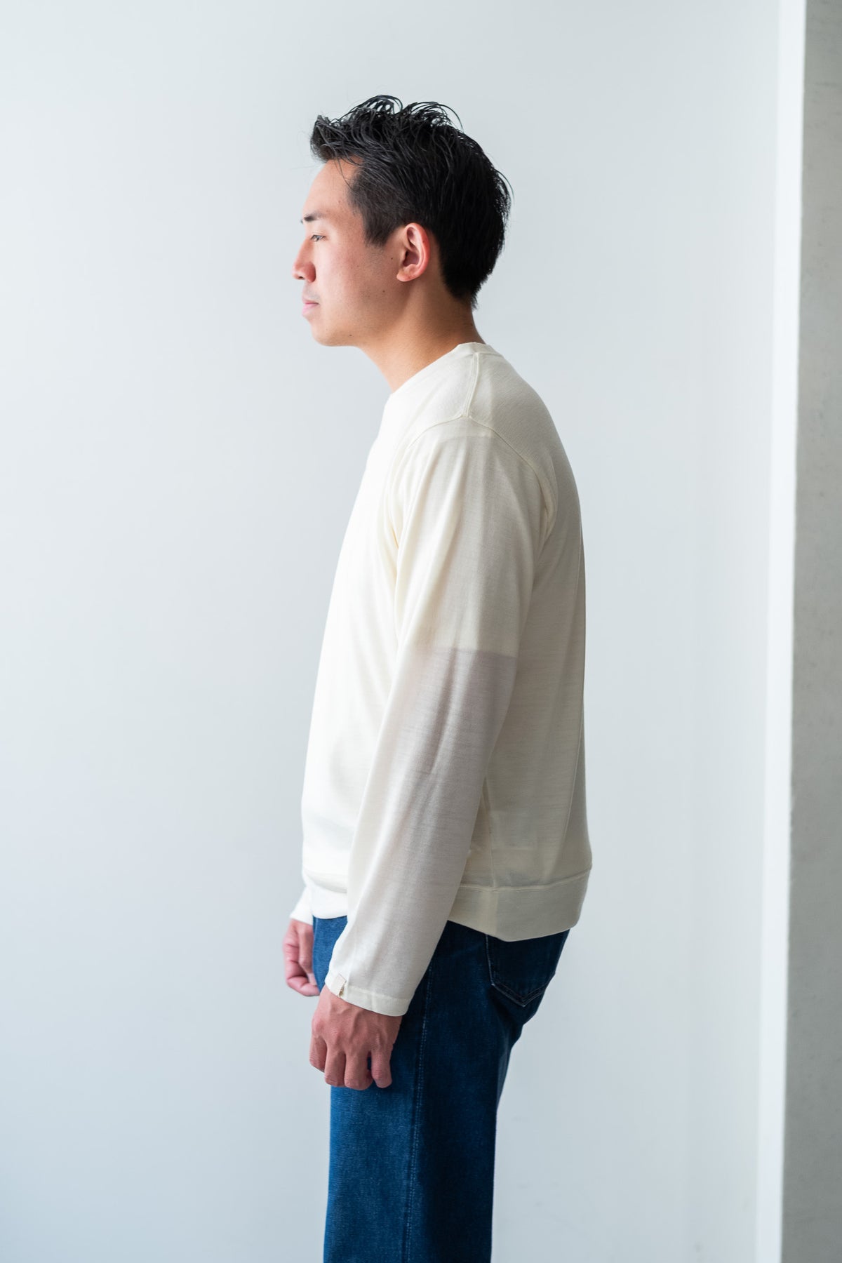 Washable Wool L/S Shirt 〈MILK〉