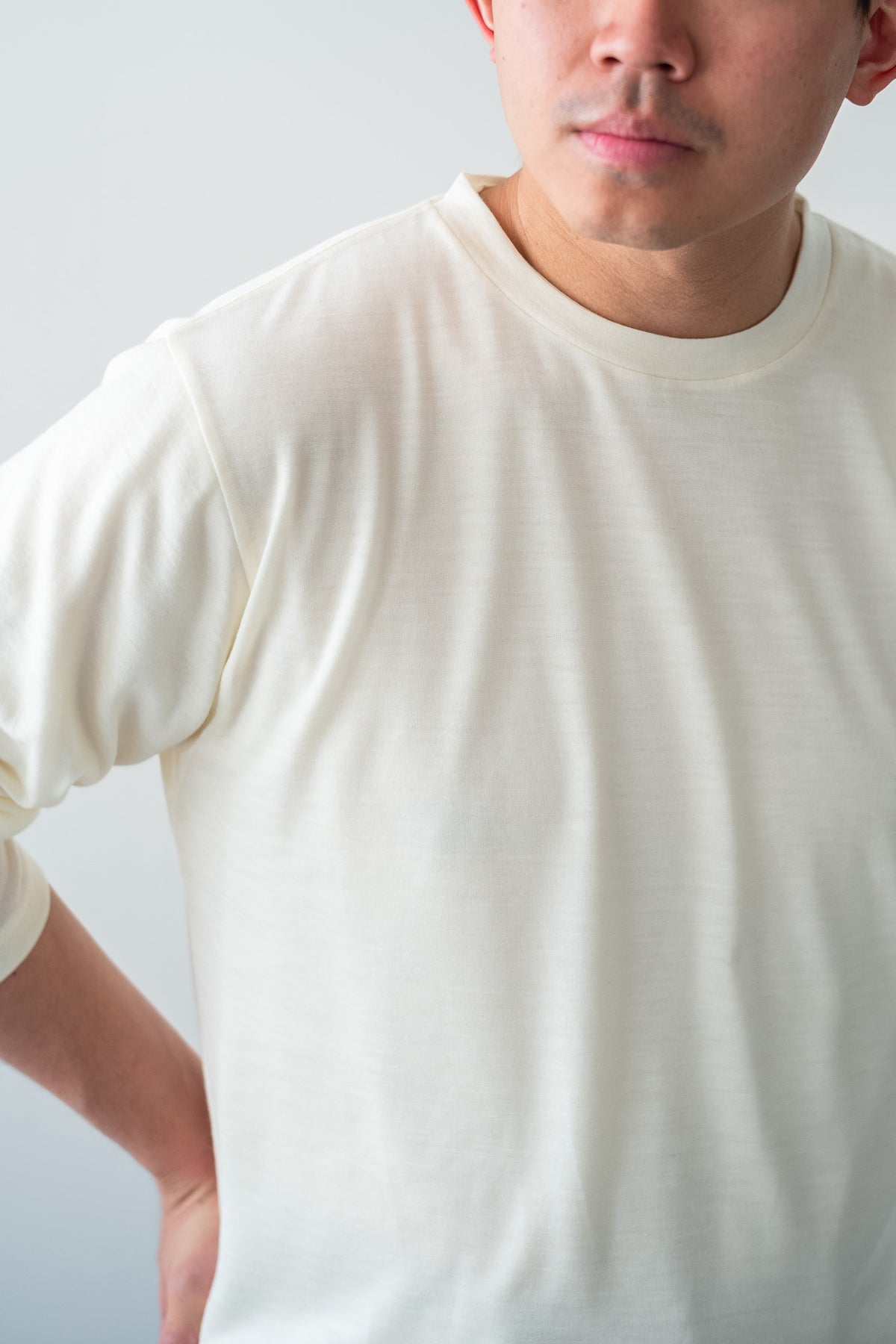 Washable Wool L/S Shirt 〈MILK〉