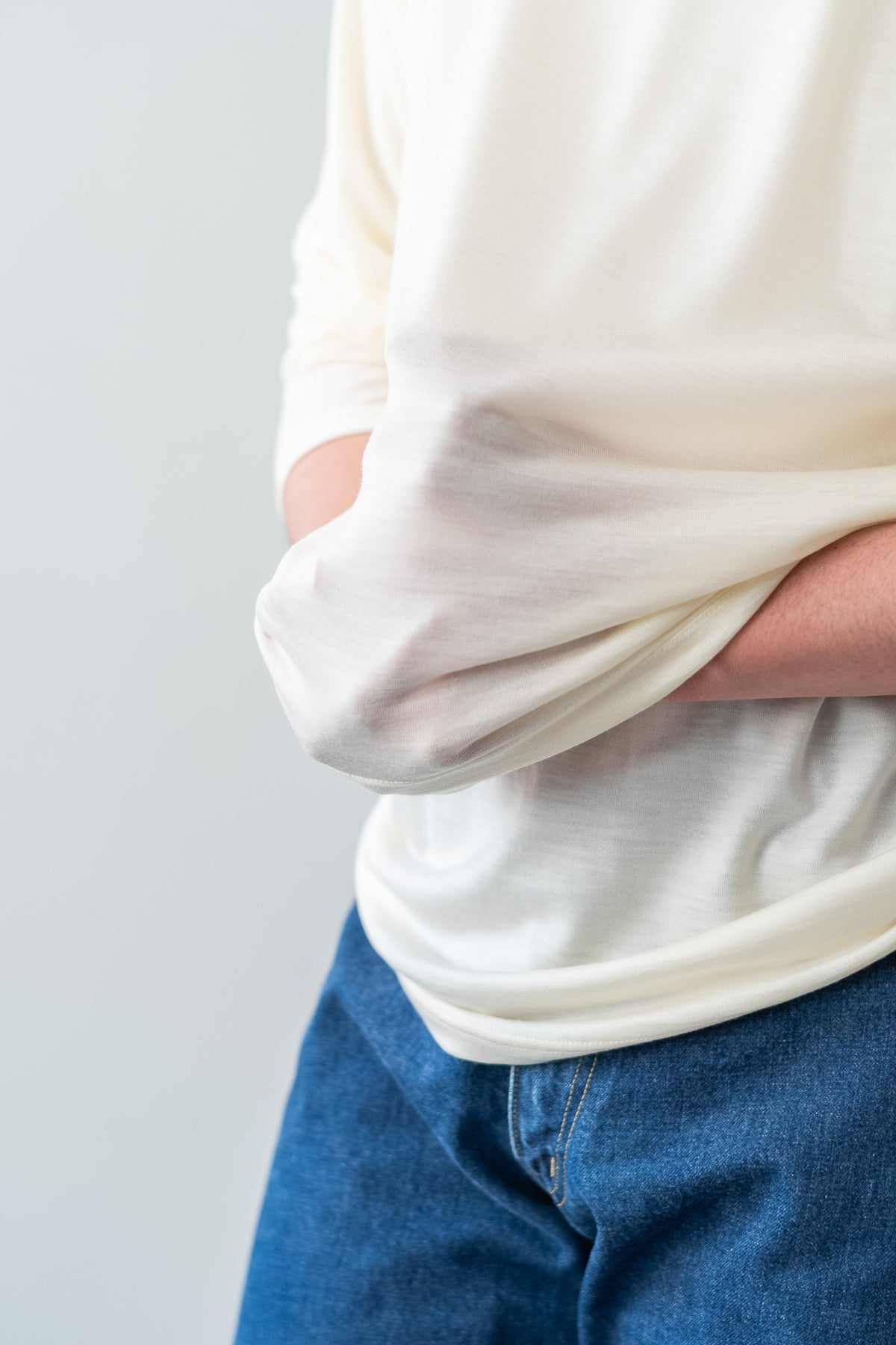 Washable Wool L/S Shirt 〈MILK〉
