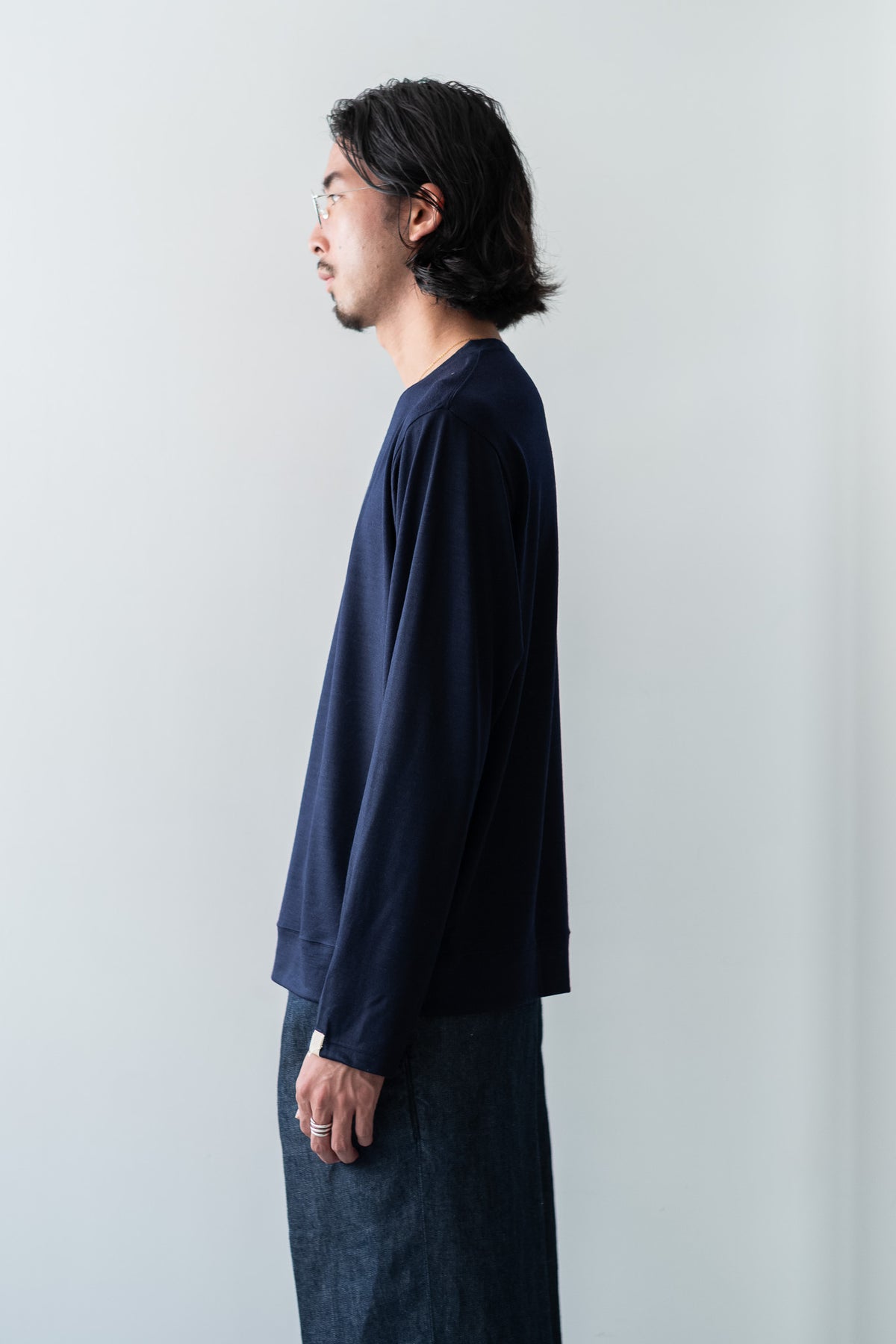 Washable Wool L/S Shirt 〈MID NIGHT〉
