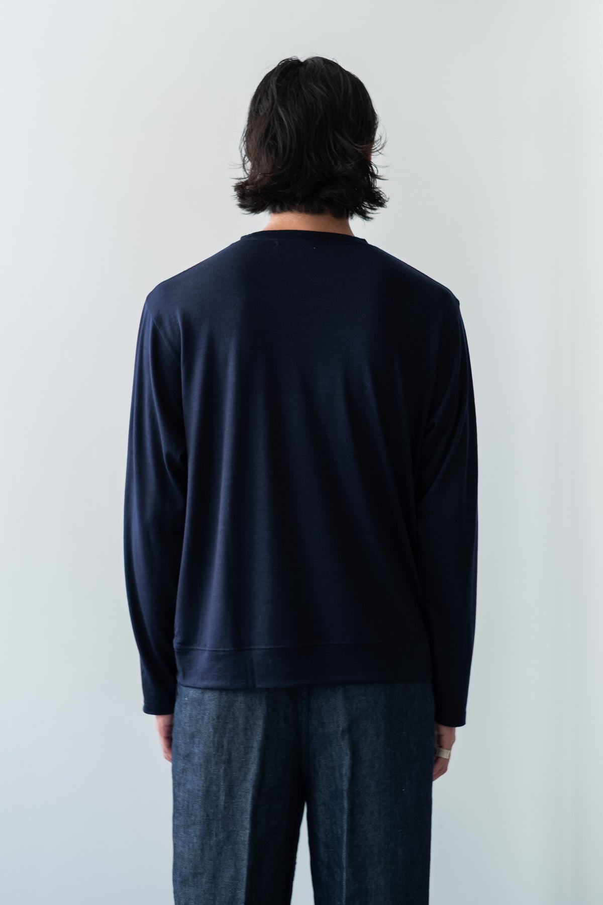 Washable Wool L/S Shirt 〈MID NIGHT〉