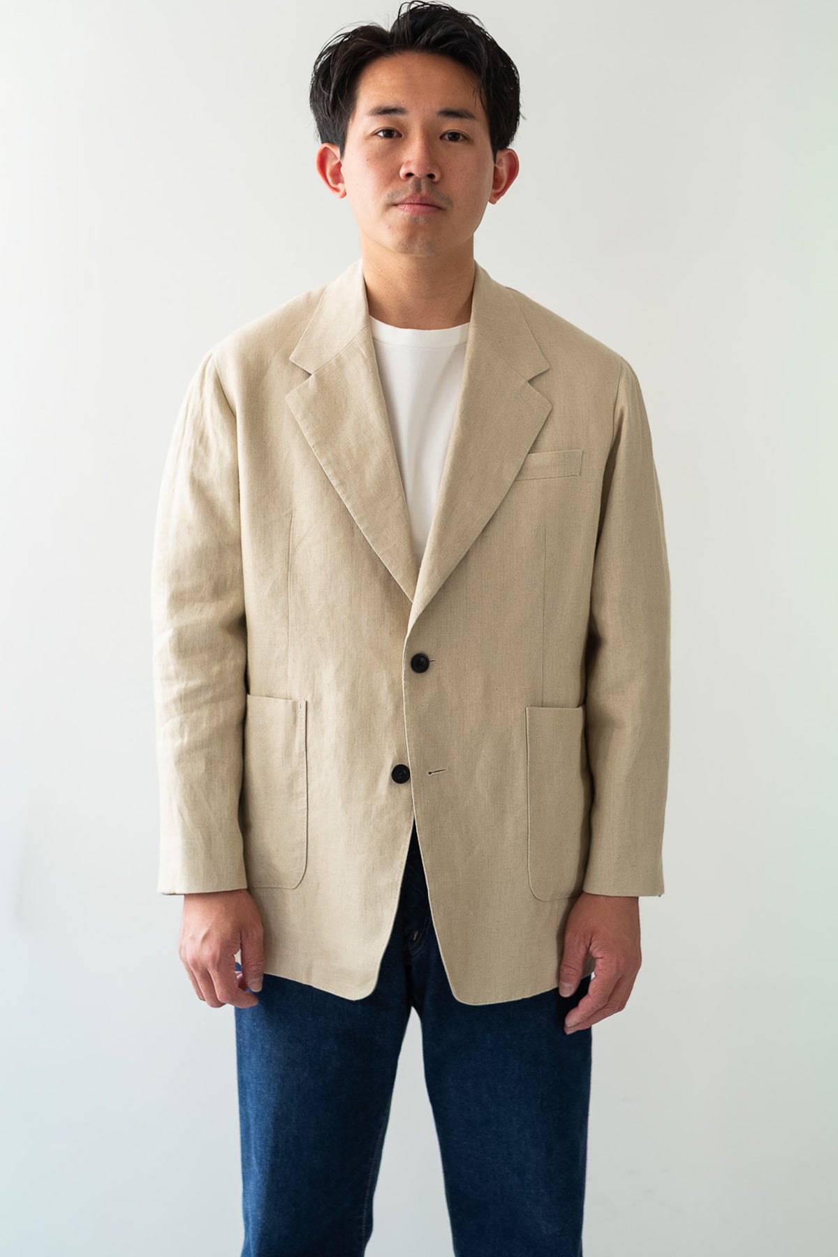 Linen Unstructured Tailored Jacket 〈BEIGE〉