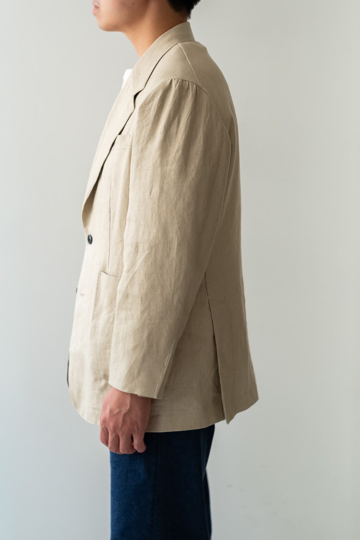 Linen Unstructured Tailored Jacket 〈BEIGE〉