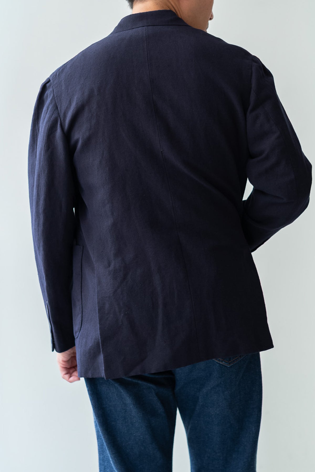 Soft Linen Unstructured Tailored Jacket  〈NAVY〉