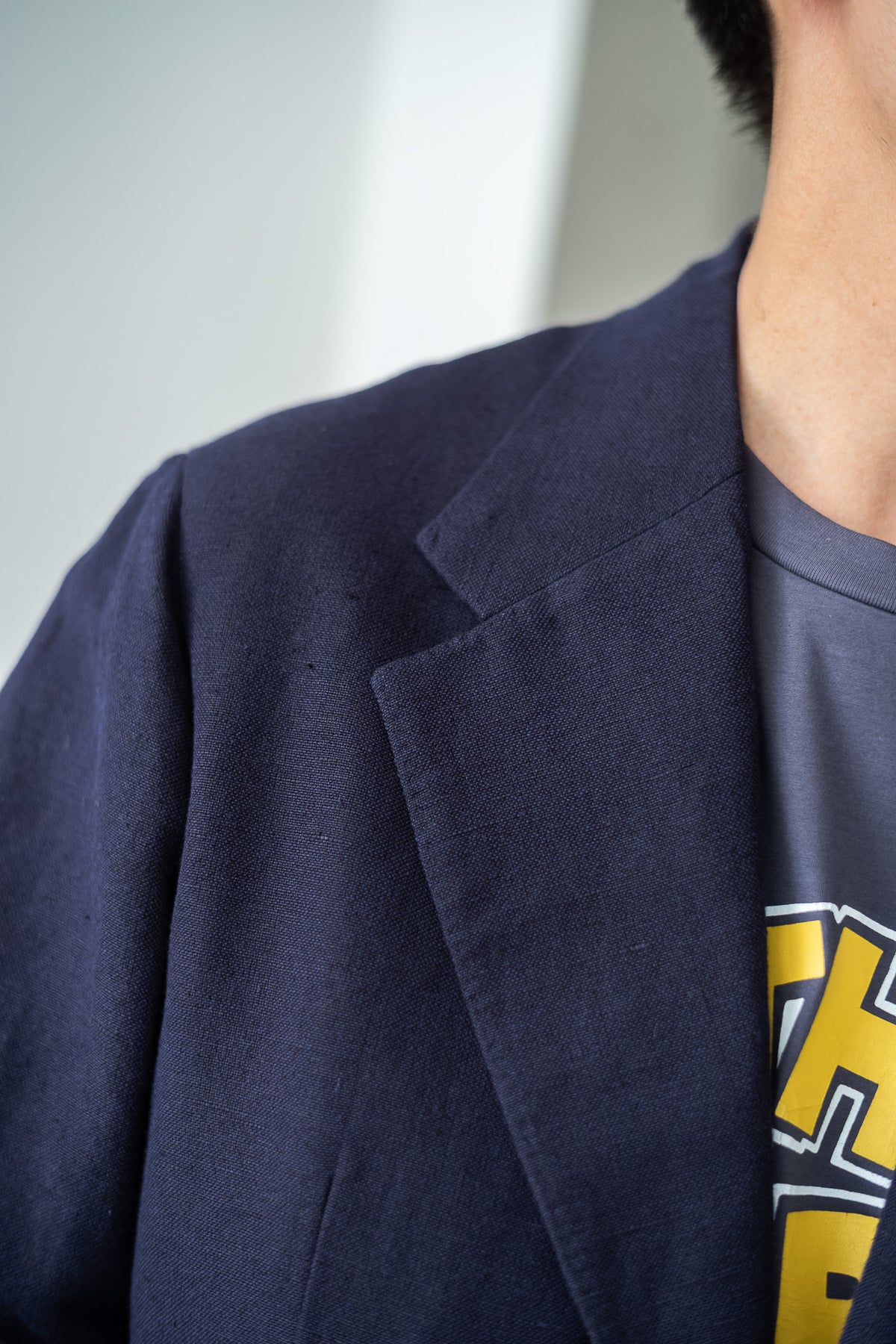Soft Linen Unstructured Tailored Jacket  〈NAVY〉