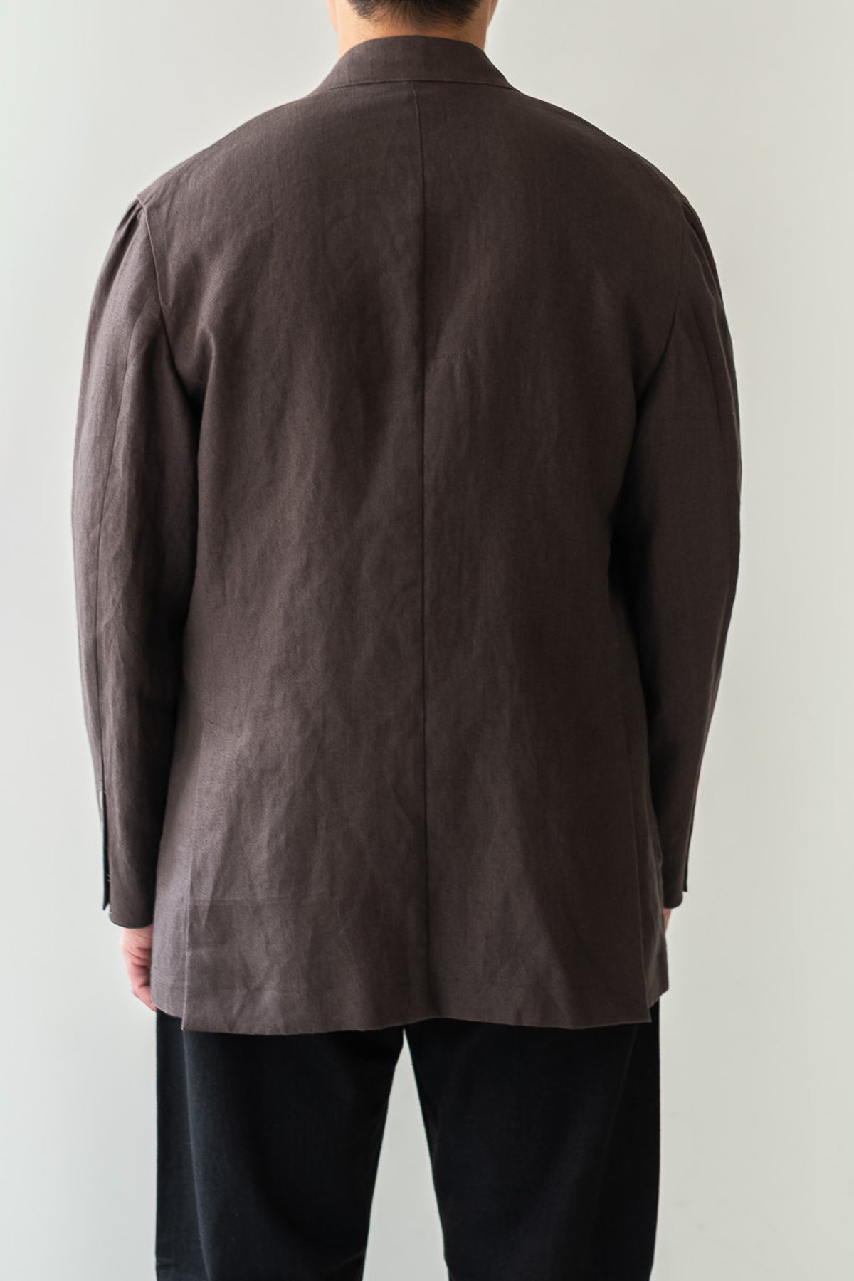 Linen Unstructured Tailored Jacket 〈BROWN〉