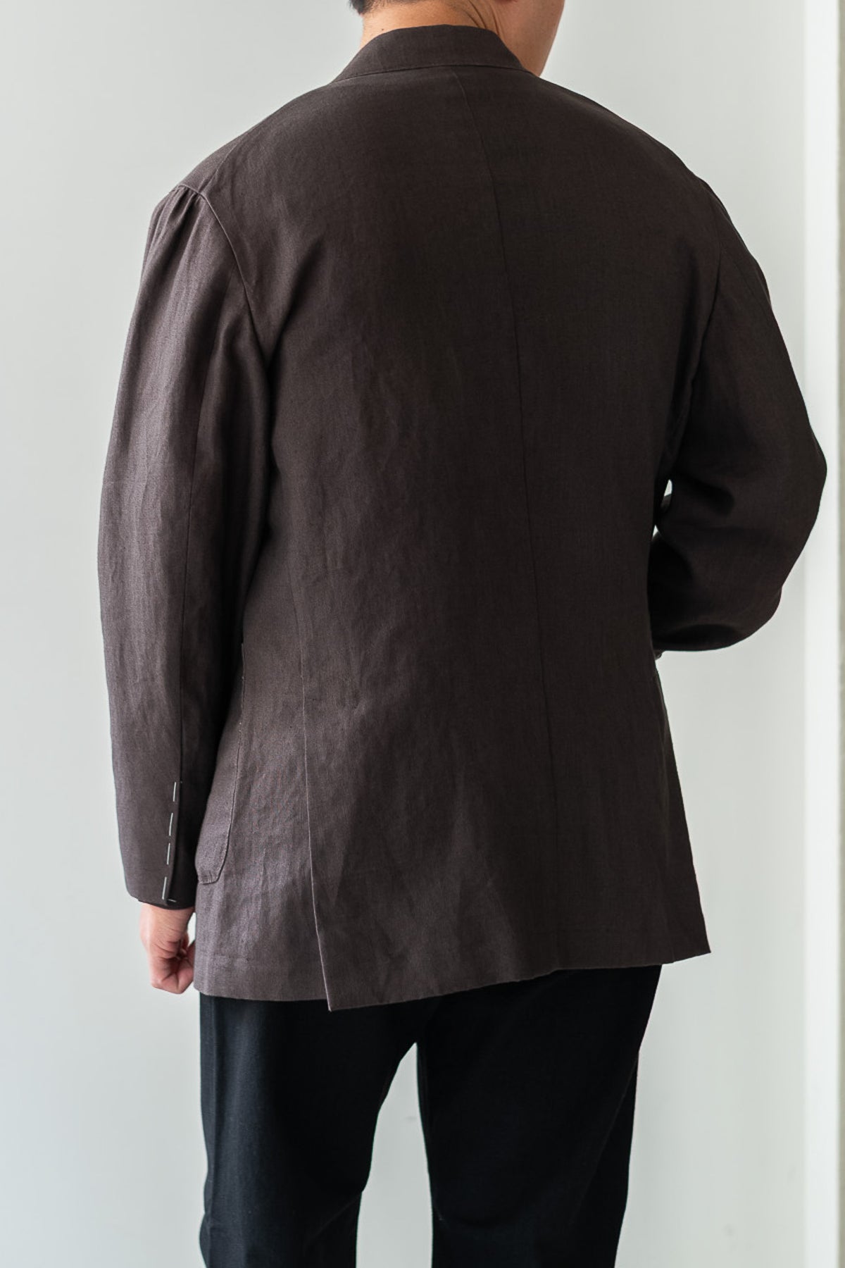 Linen Unstructured Tailored Jacket 〈BROWN〉