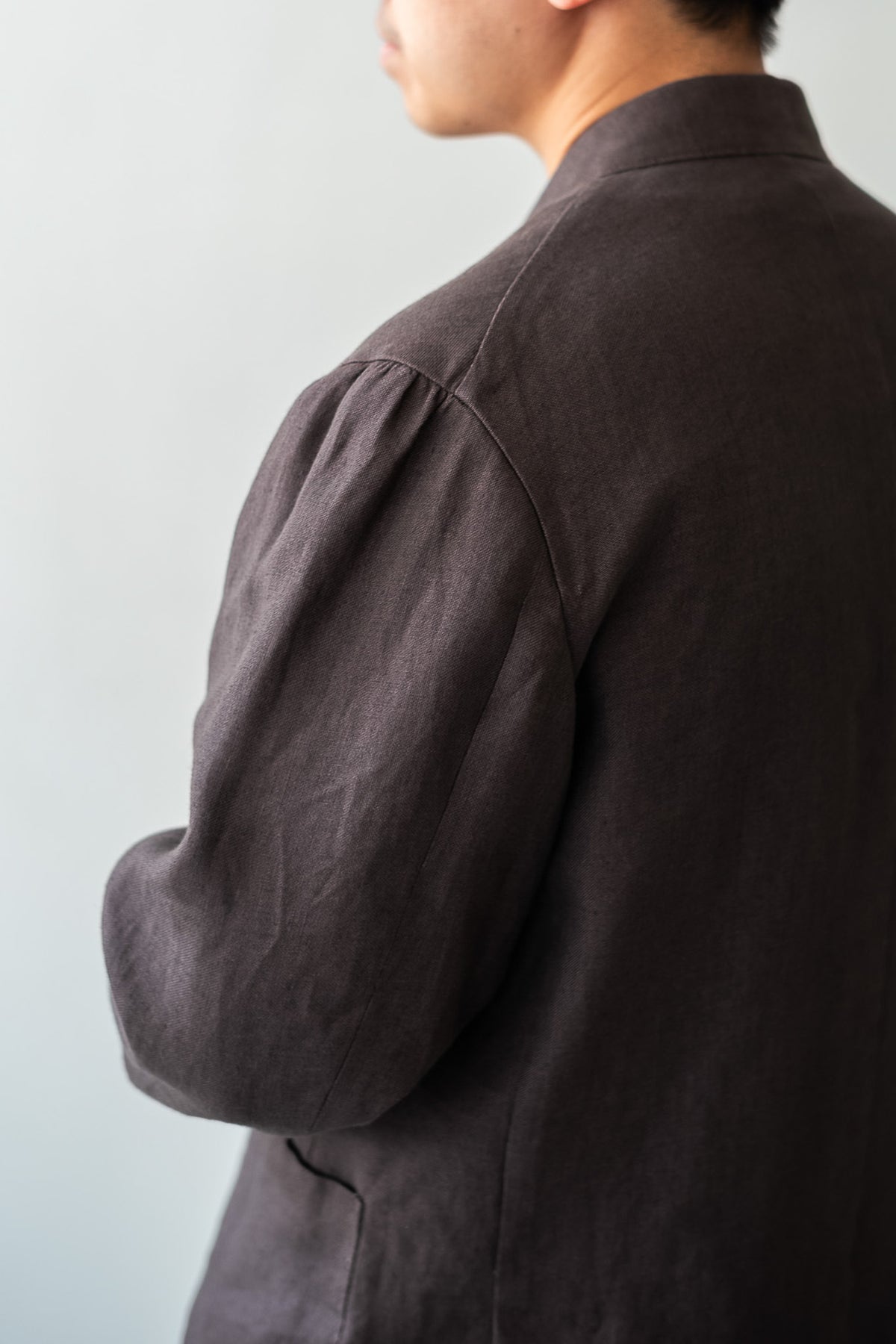 Linen Unstructured Tailored Jacket 〈BROWN〉