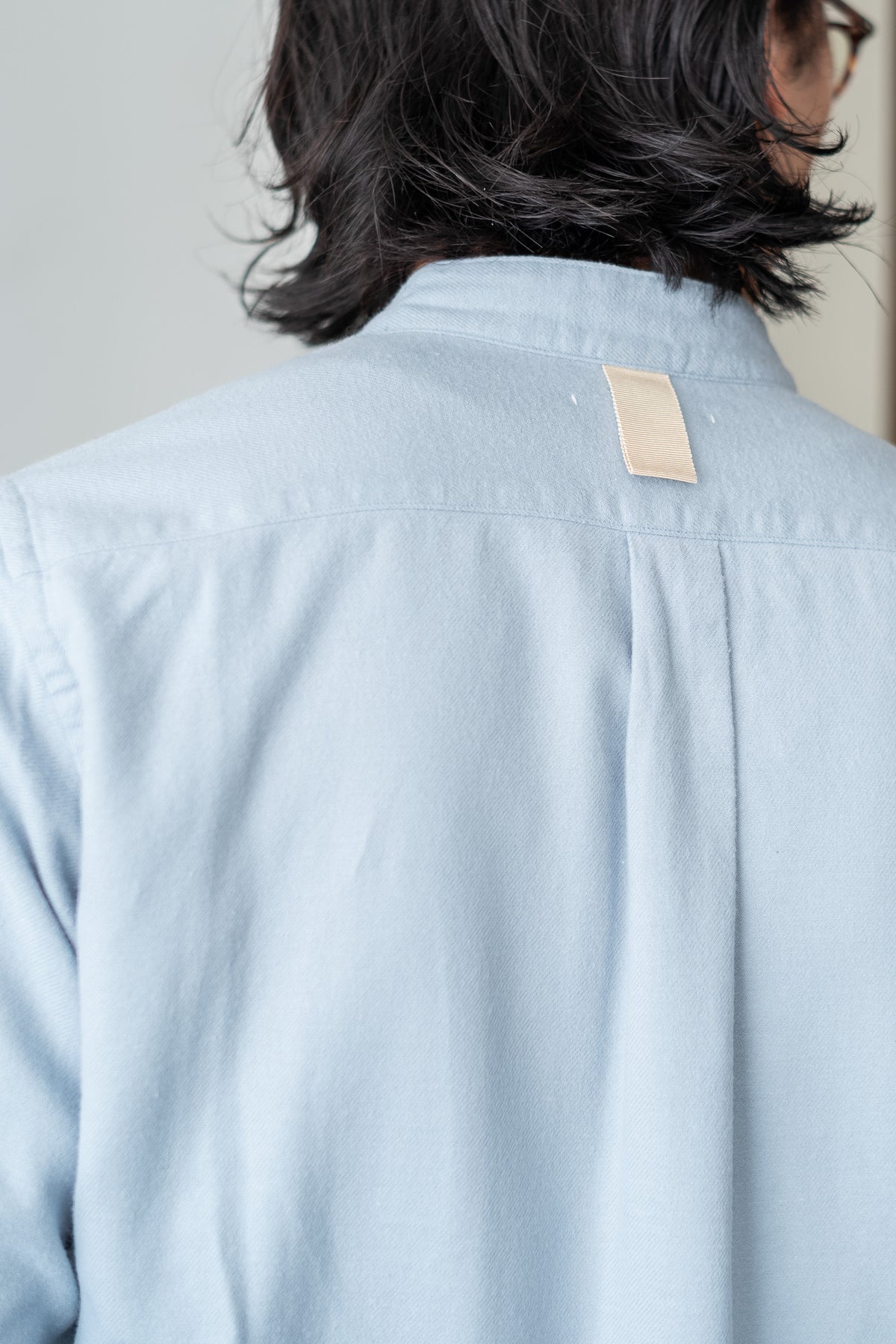 The Band Collar Shirt-FLANNEL 〈AZURE BLUE〉
