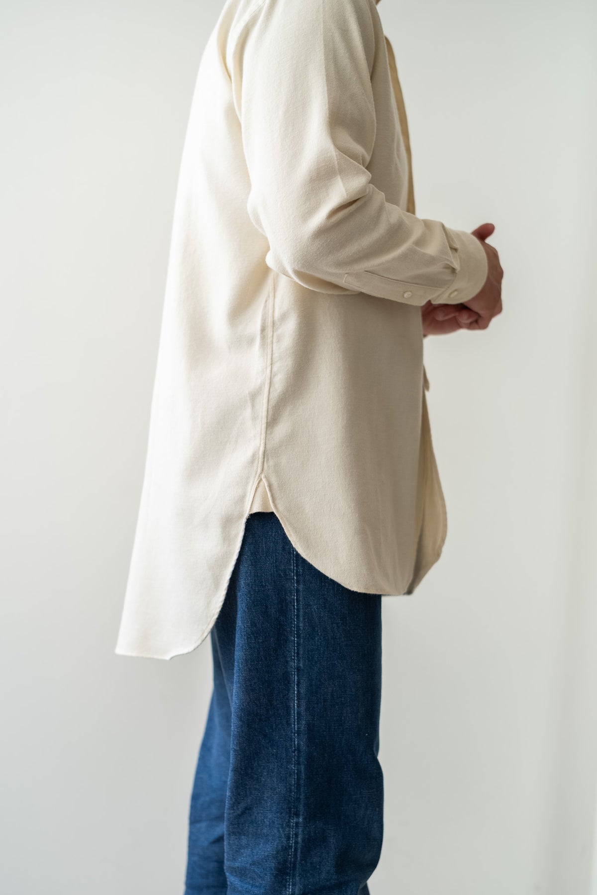The Band Collar Shirt-FLANNEL〈MILK〉