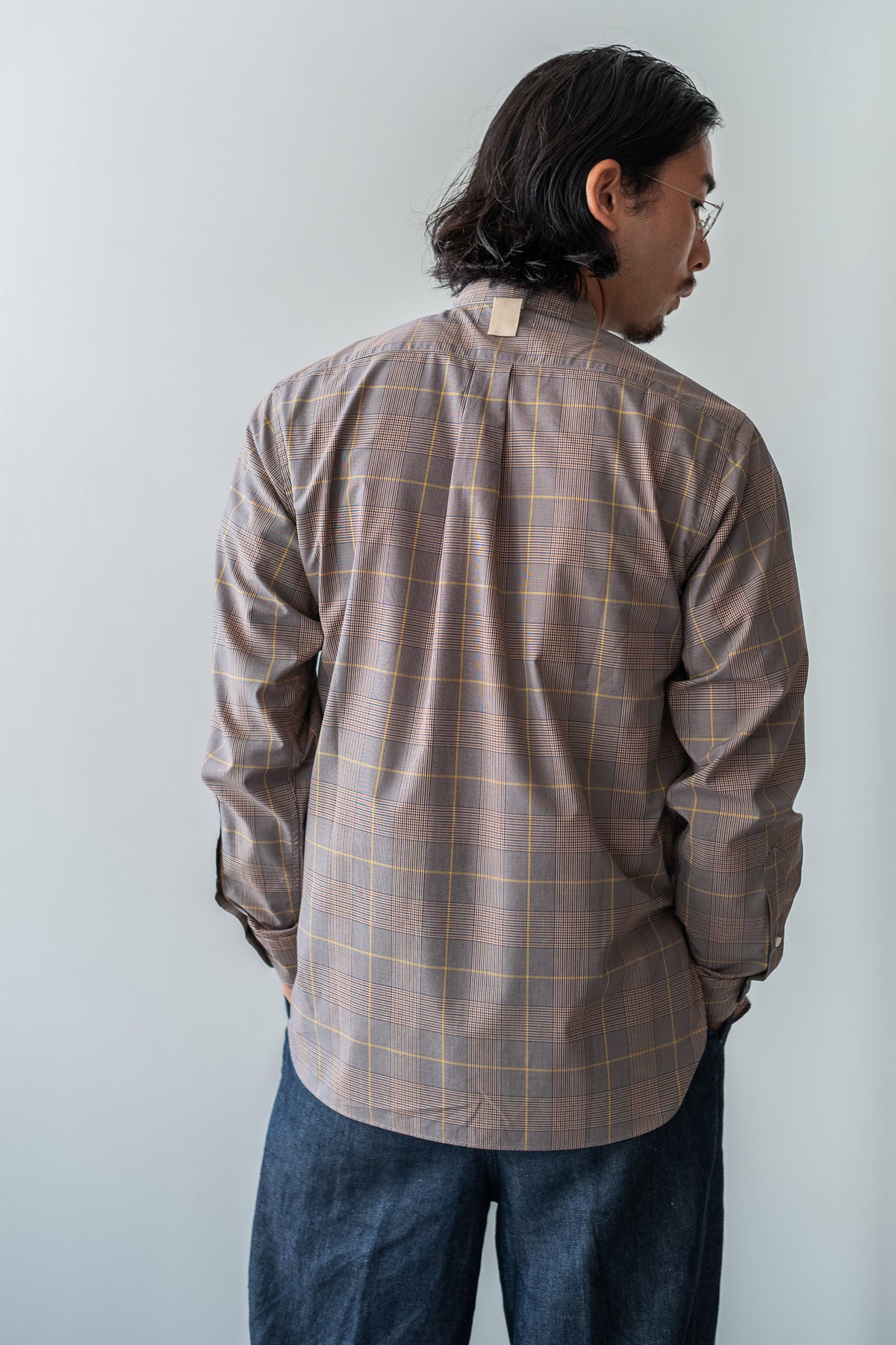 Band Collar Shirt 〈L/BROWN〉