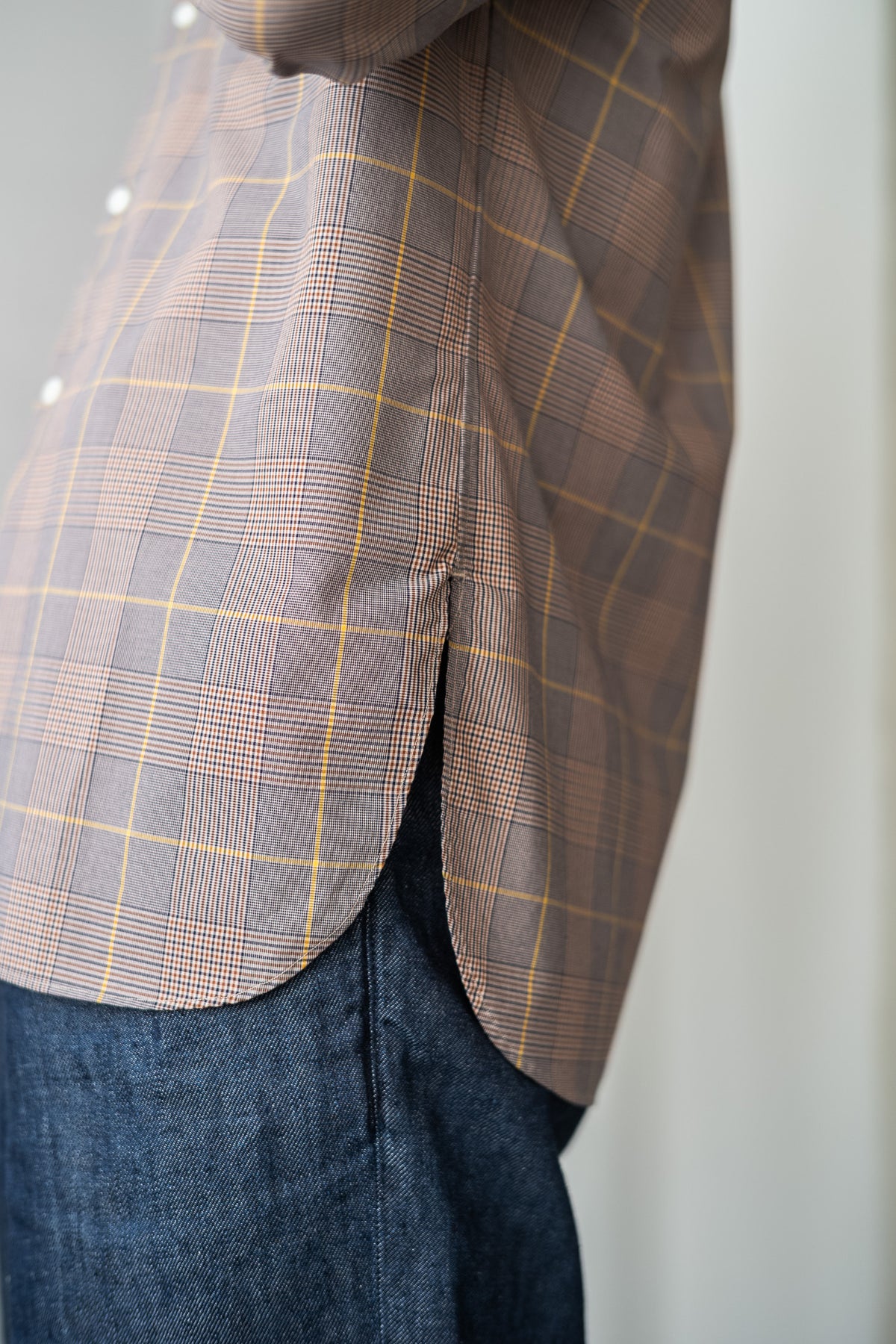 Band Collar Shirt 〈L/BROWN〉