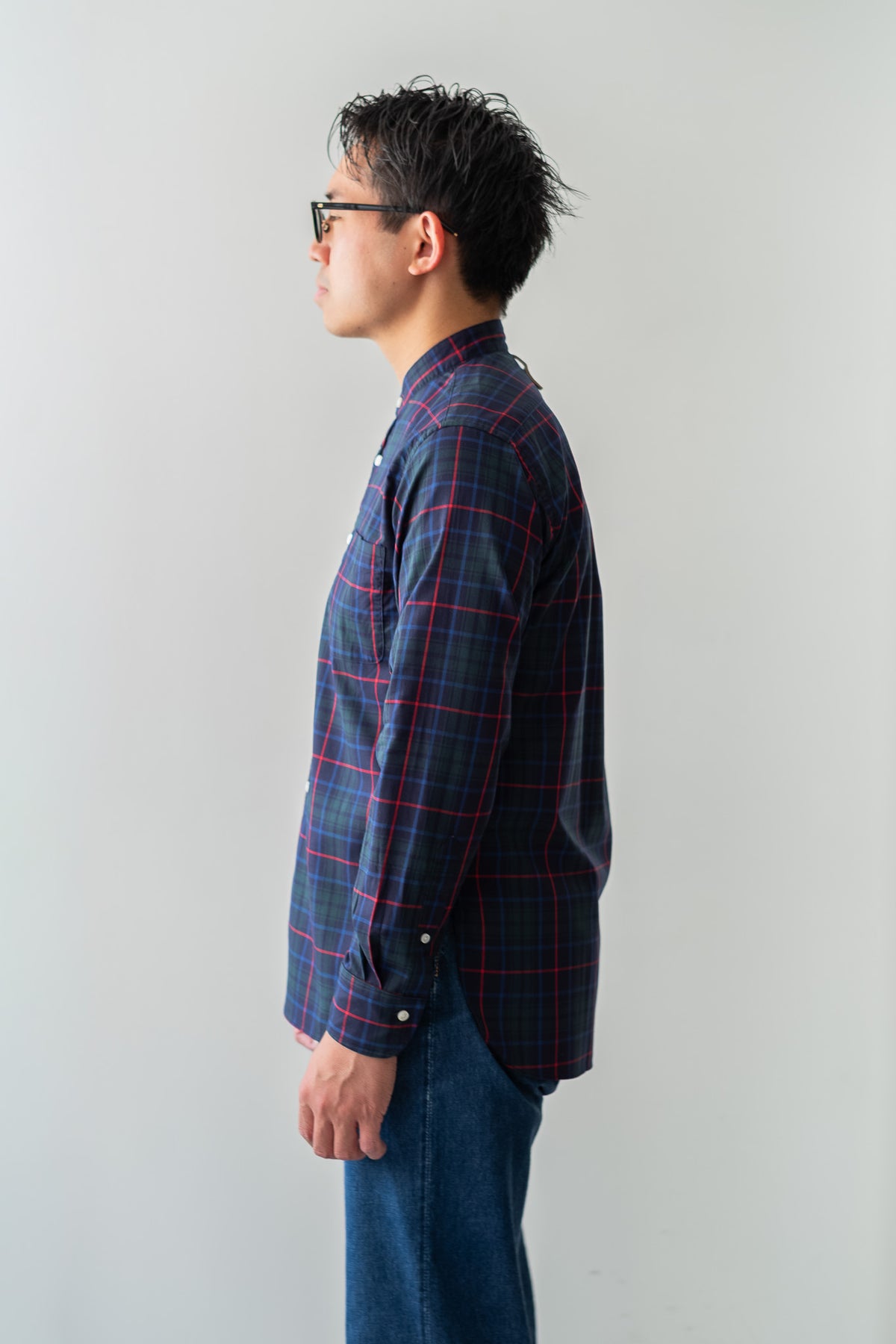 Band Collar Shirt〈GREEN〉