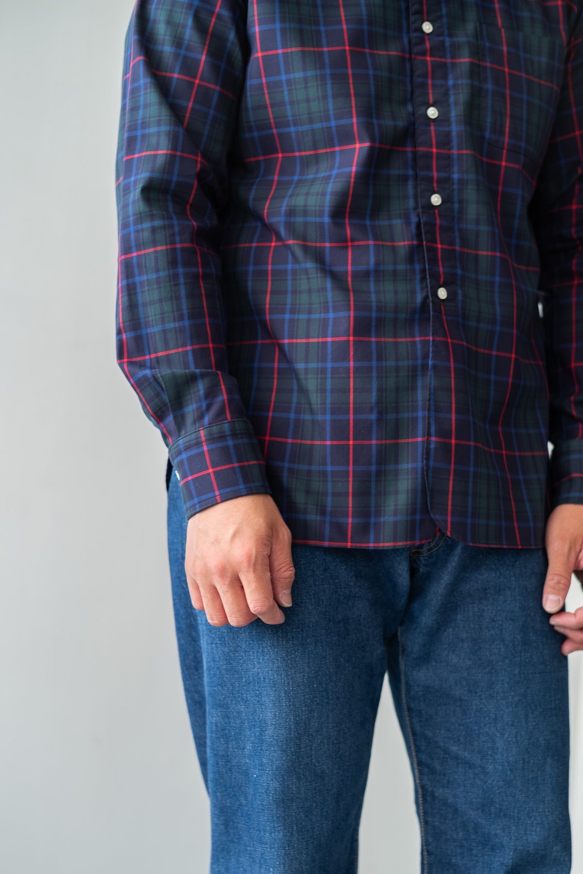 Band Collar Shirt〈GREEN〉