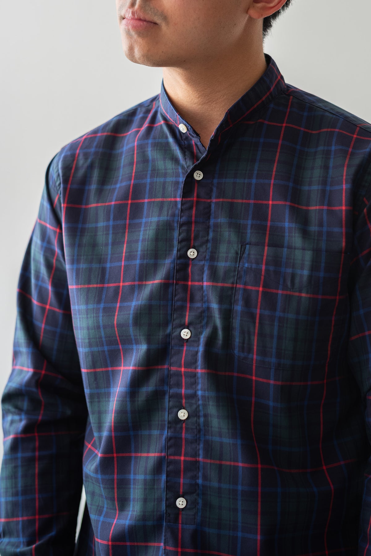Band Collar Shirt〈GREEN〉