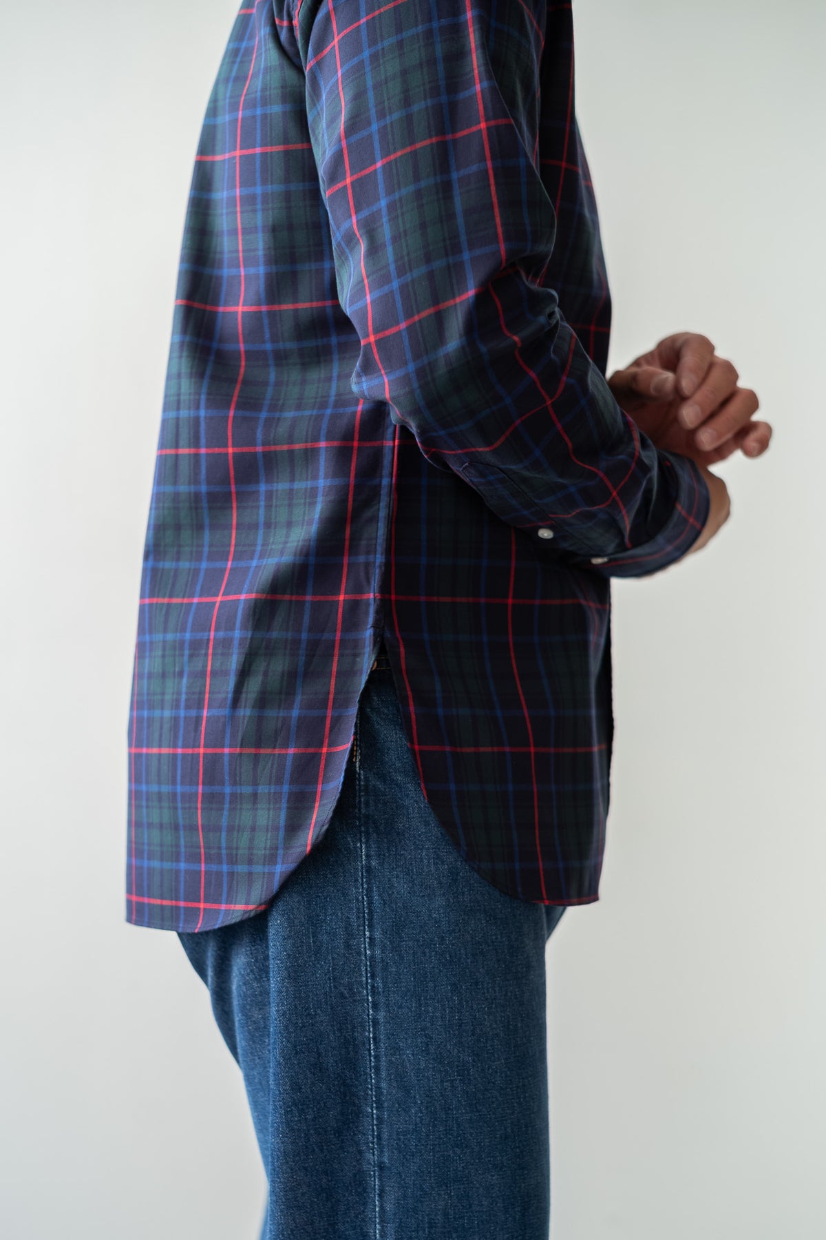 Band Collar Shirt〈GREEN〉