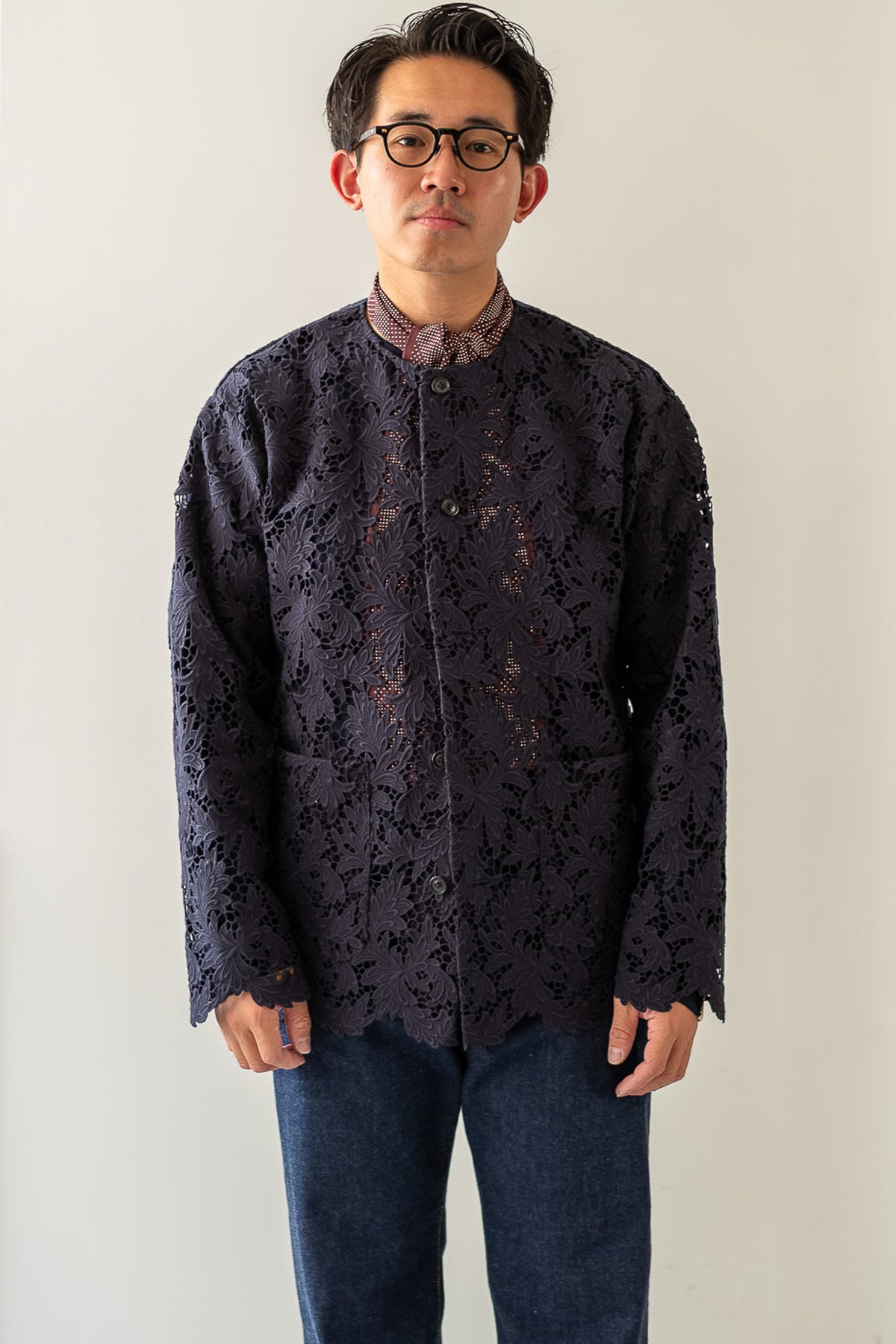 Feather Lace Blouson 〈NAVY〉
