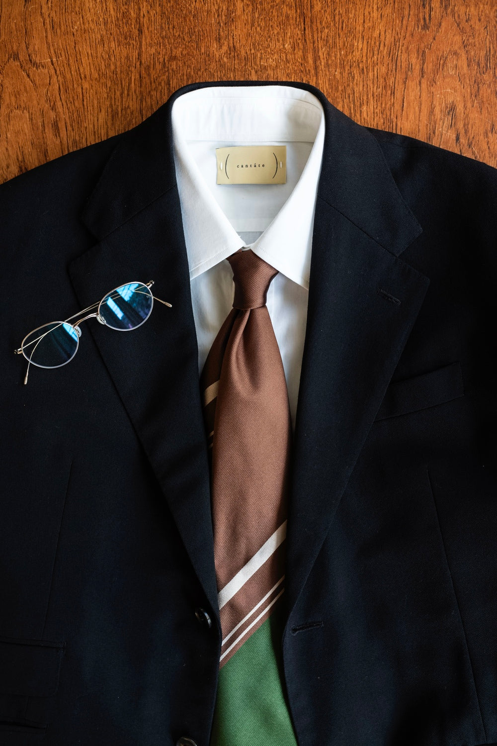 Panel Border Sette Pieghe Tie 〈BROWN × GREEN〉
