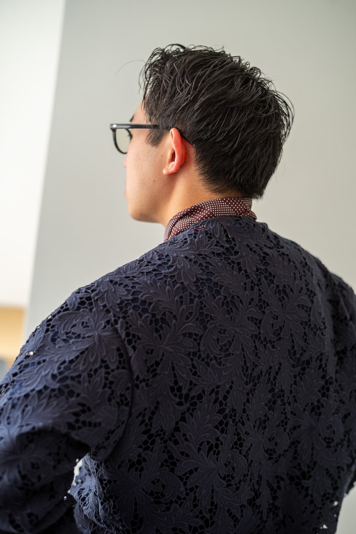 Feather Lace Blouson 〈NAVY〉