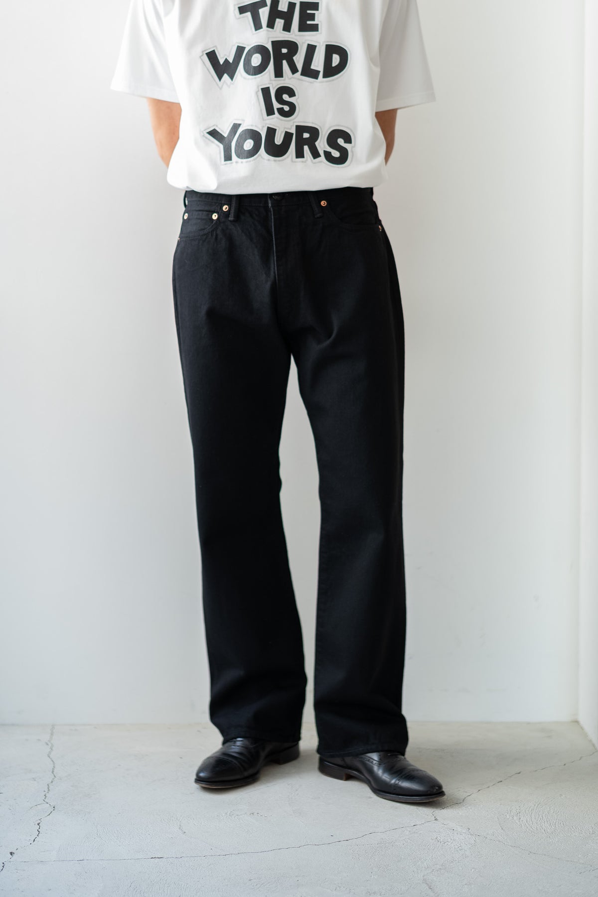 Denim Flare Trousers 〈BLACK〉