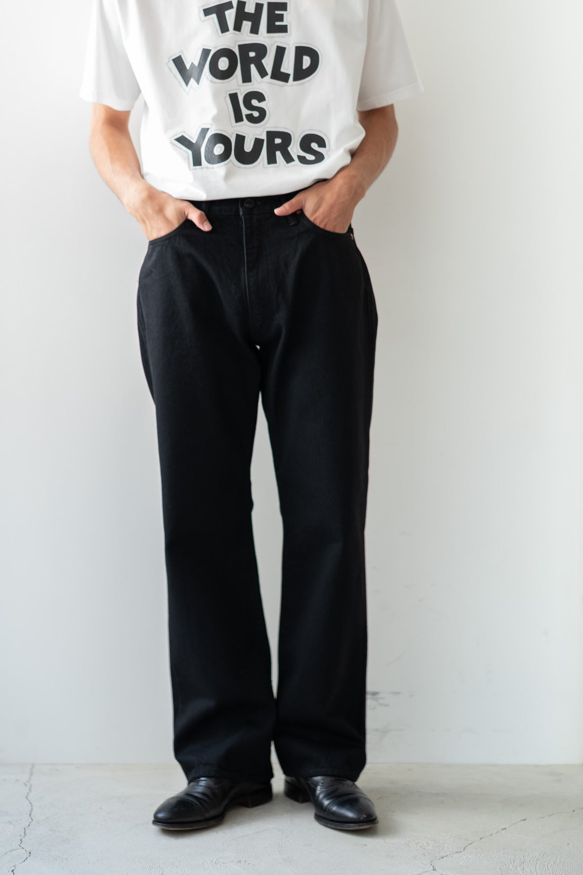 Denim Flare Trousers 〈BLACK〉