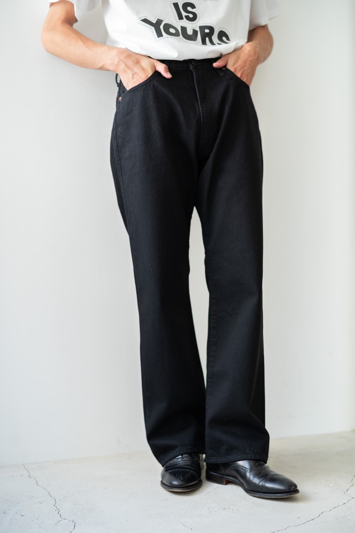 Denim Flare Trousers 〈BLACK〉