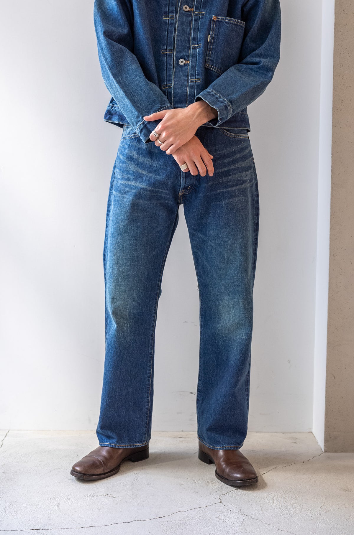Denim Straight Trousers - VINTAGE WASH 〈DUSK INDIGO〉