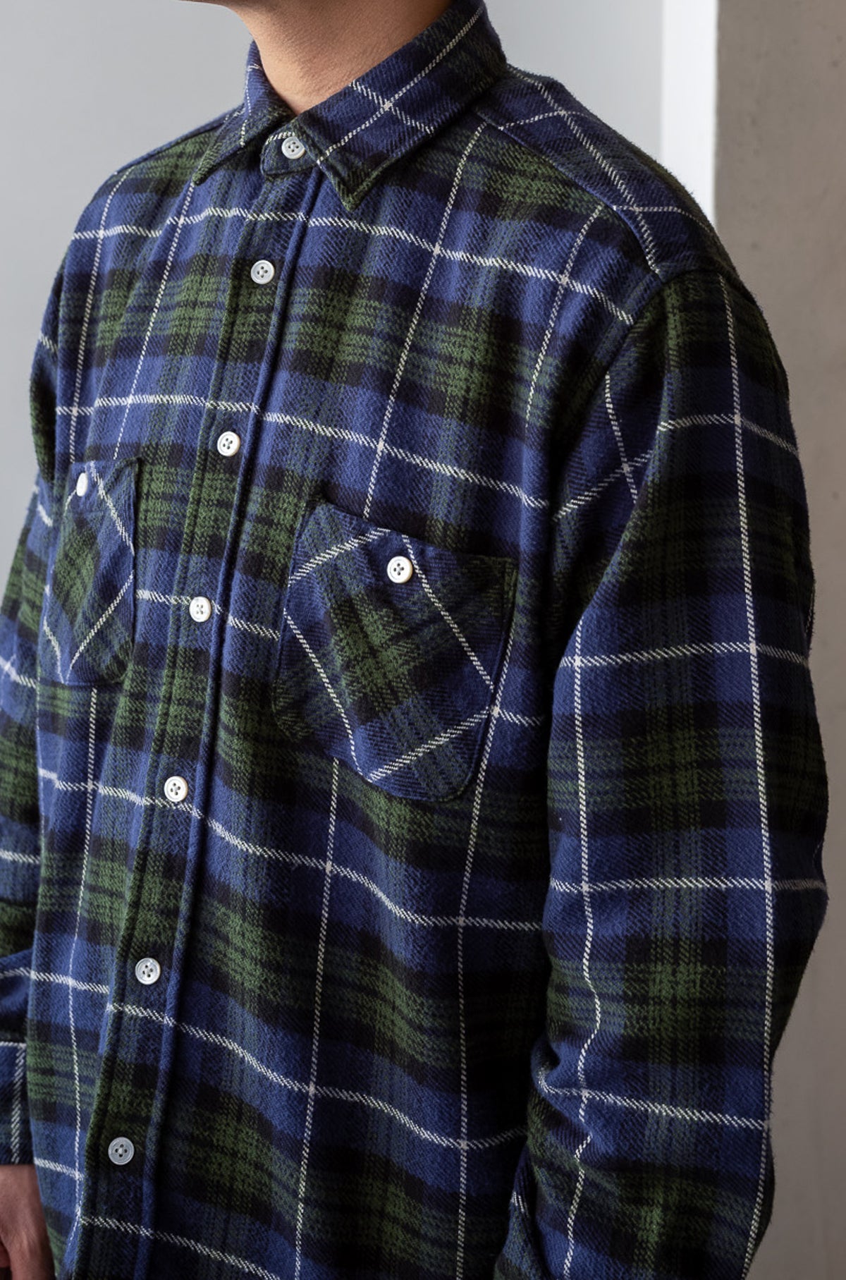 Rough Flannel Shirt 〈GREEN BASE〉