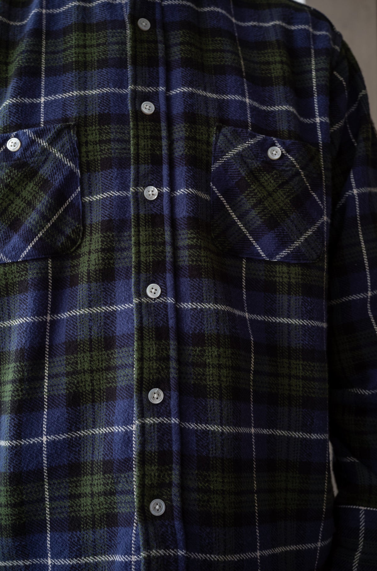 Rough Flannel Shirt 〈GREEN BASE〉