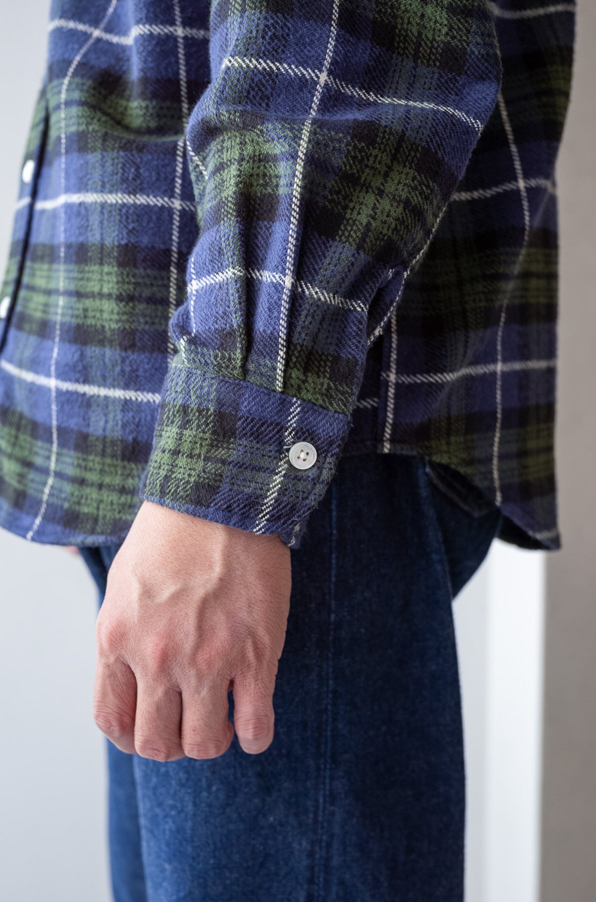 Rough Flannel Shirt 〈GREEN BASE〉