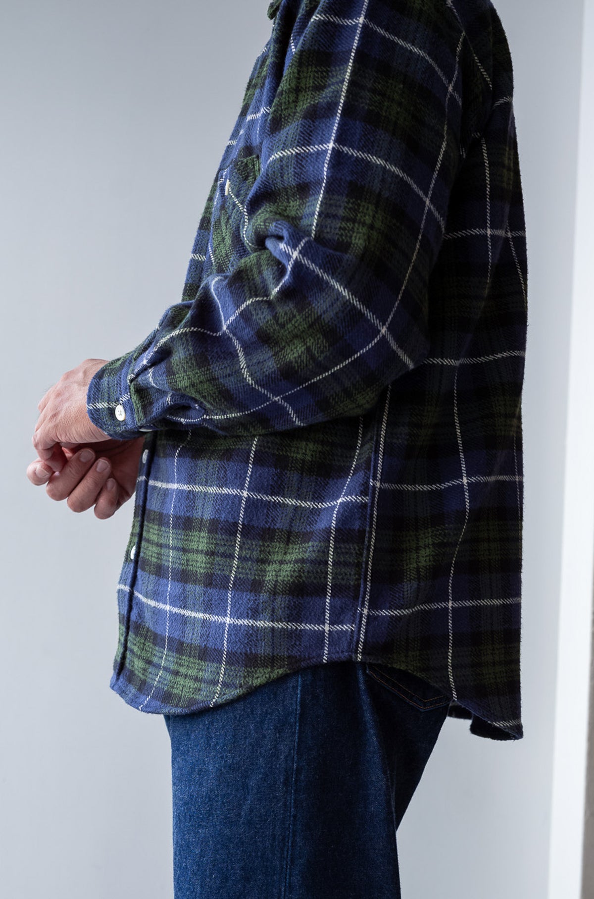 Rough Flannel Shirt 〈GREEN BASE〉