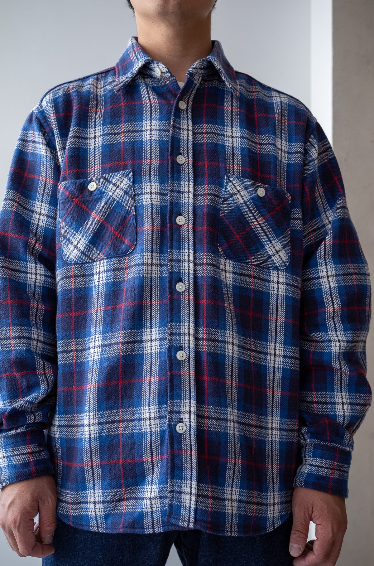 Rough Flannel Shirt 〈BLUE BASE〉