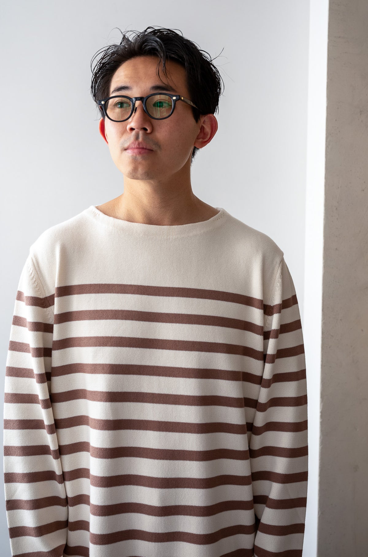First Pick Suvin Gold Basque Knit 〈MILK × ECRU〉