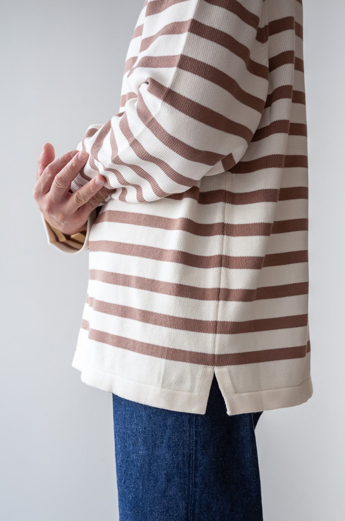 First Pick Suvin Gold Basque Knit 〈MILK × ECRU〉