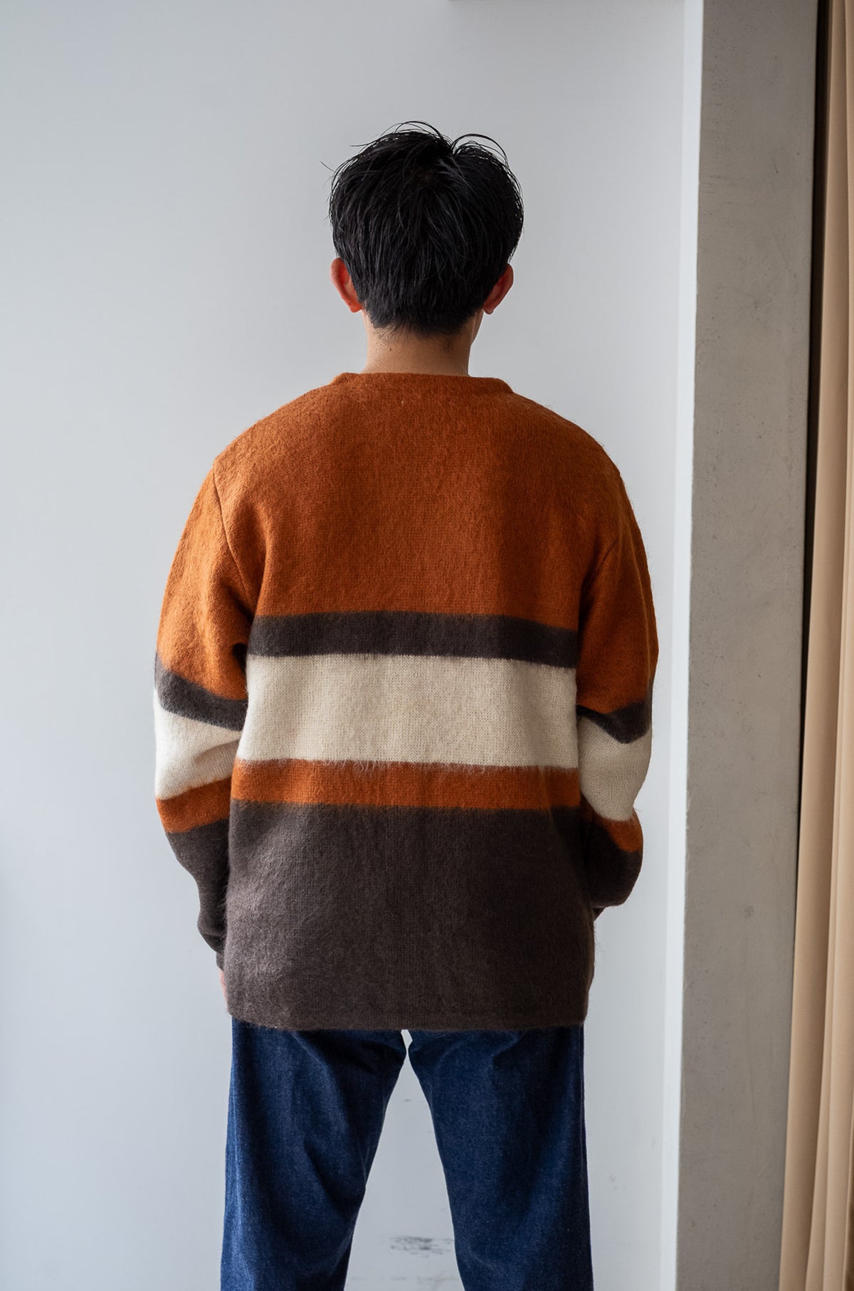 Stupid Shaggy Panel Cardigan 〈BROWN BASE〉