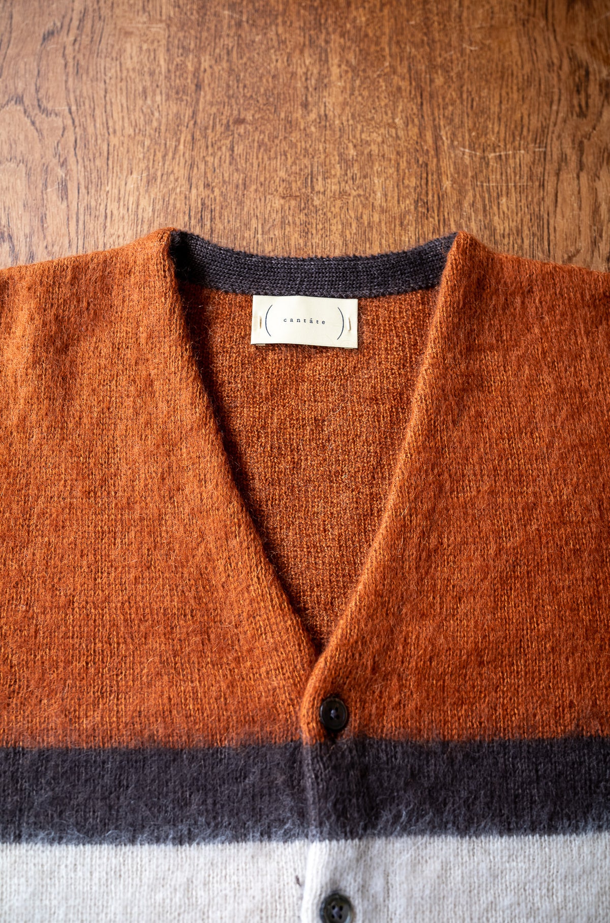Stupid Shaggy Panel Cardigan 〈BROWN BASE〉