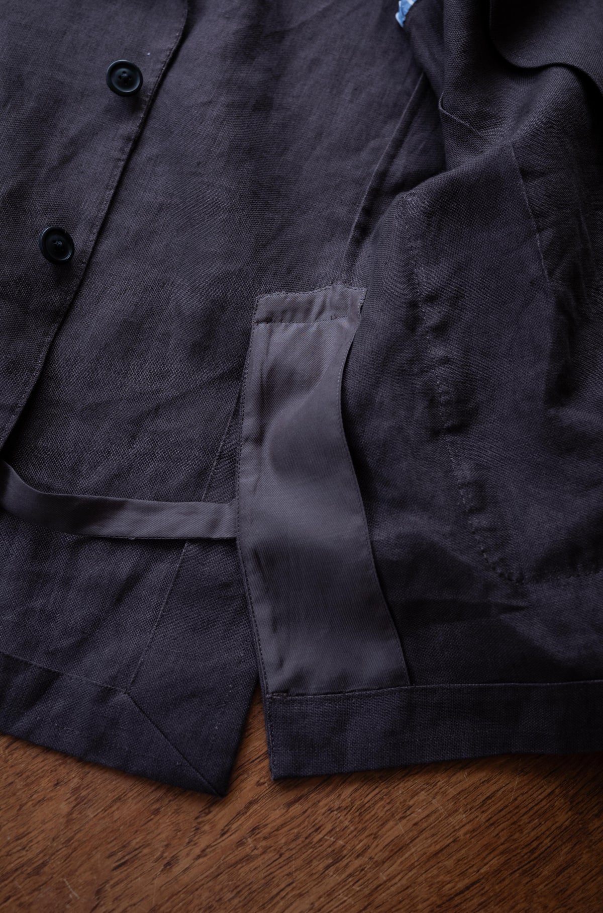 Linen Unstructured Tailored Jacket 〈BROWN〉